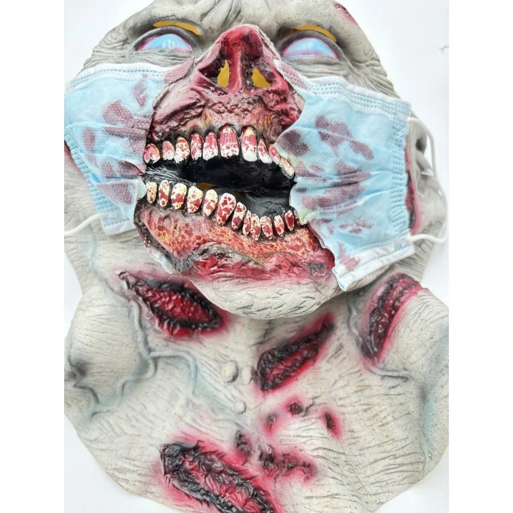 Zombie Full Head Latex Mask Bloody Surgical Mask Horror Halloween Adult Prop